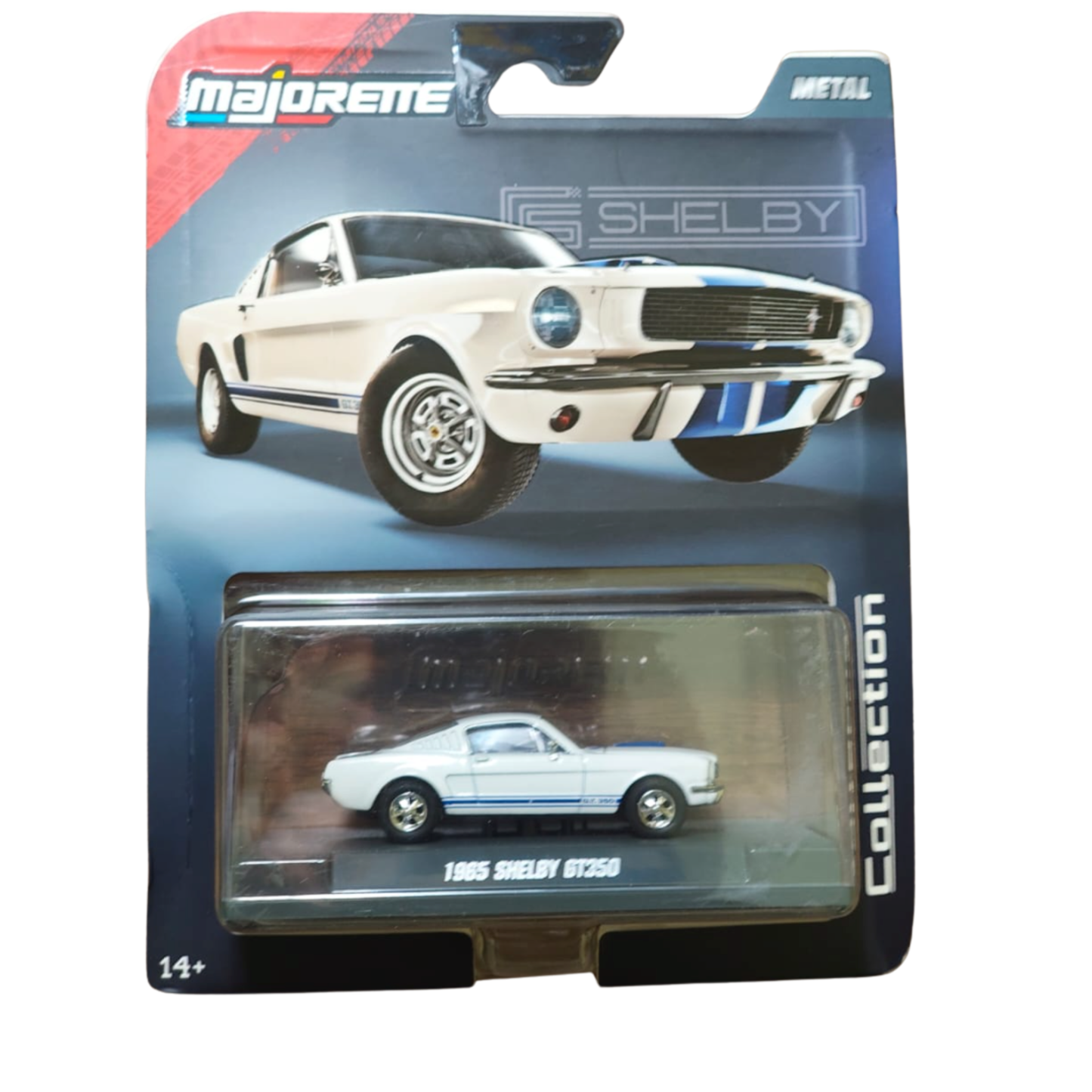 1965 Shelby GT350 – American Muscle Legends Collection (White with Blue Stripes) - Majorette Premium