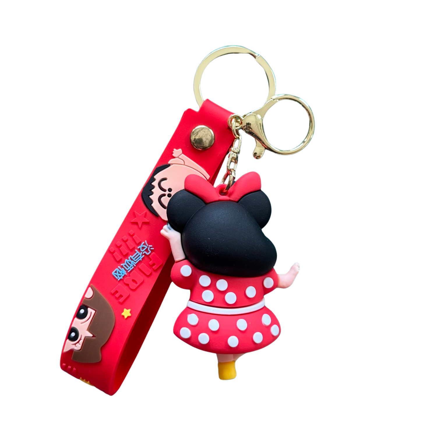 Shinchan Red Polka Dot Dress Costume 3D Rubber Keychain – Shinchan