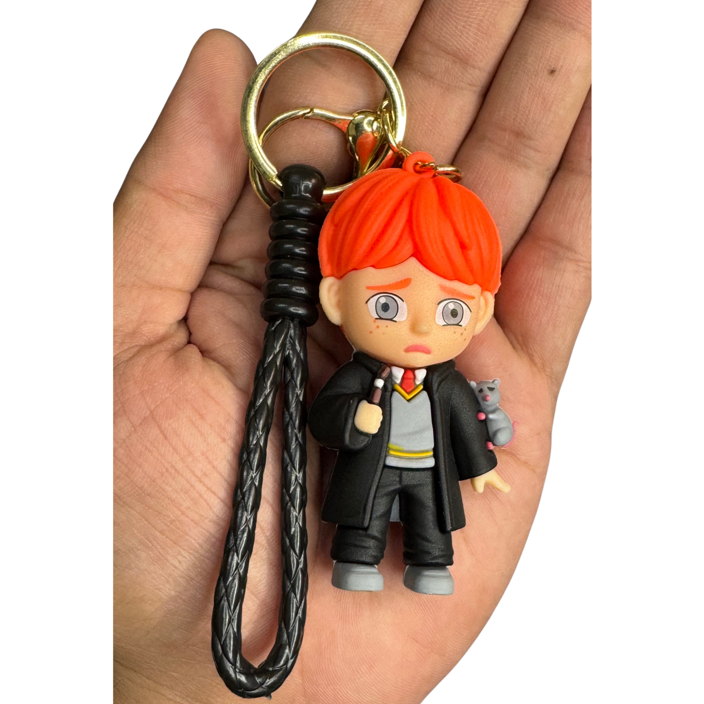 Harry Potter β Ron Weasley 3D Rubber Keychain | Cute Wizard Key Ring for Potterheads