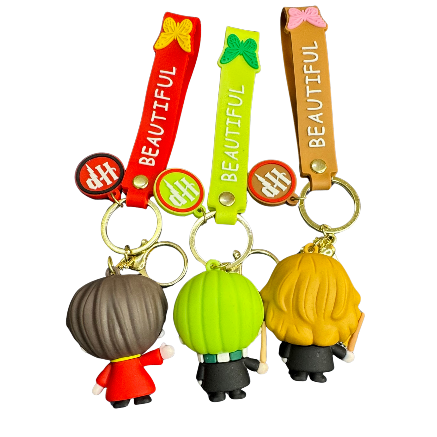 Harry Potter 3D Rubber Keychain Combo (Set of 3) | Harry, Draco & Hermione Key Rings for Potterheads