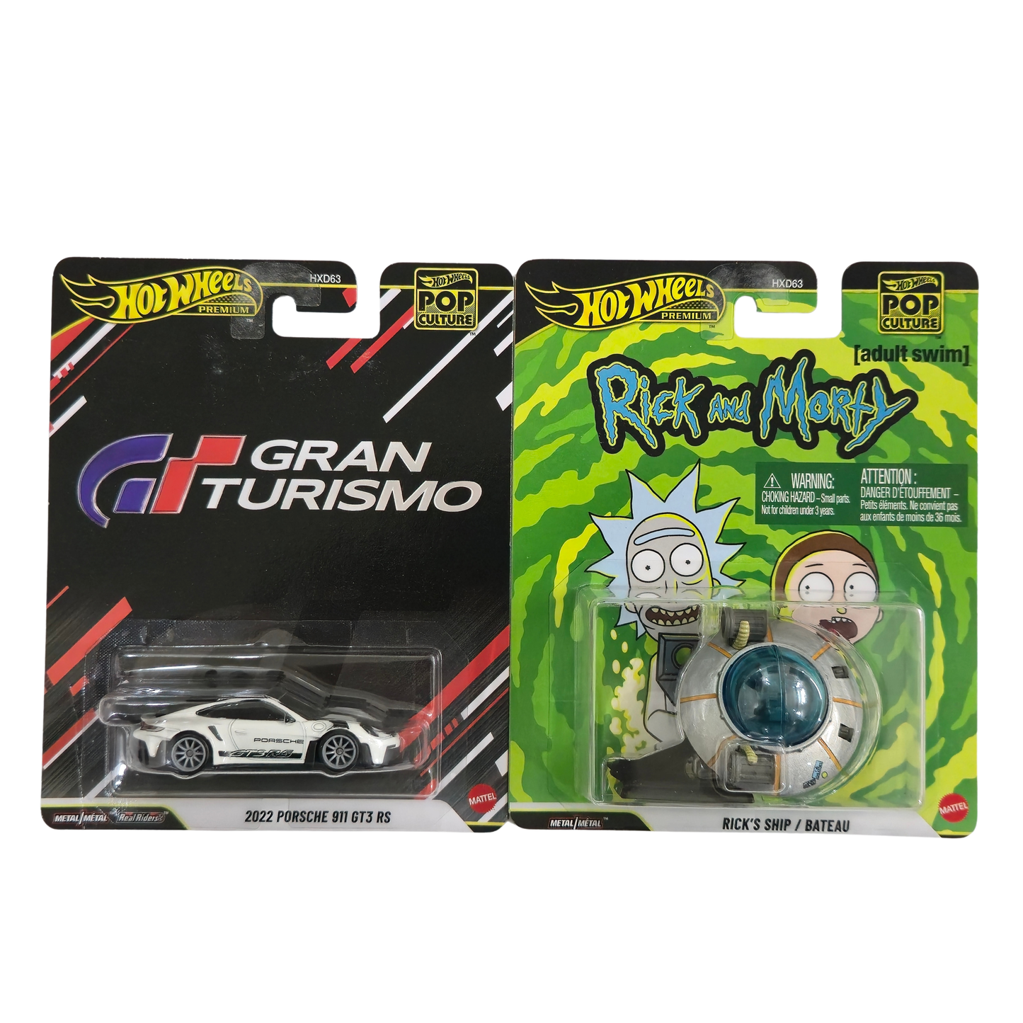 2022 Porsche 911 GT3 RS (Gran Turismo) + Rick's Ship (Rick and Morty) Set of 2 – Hotwheels Imported