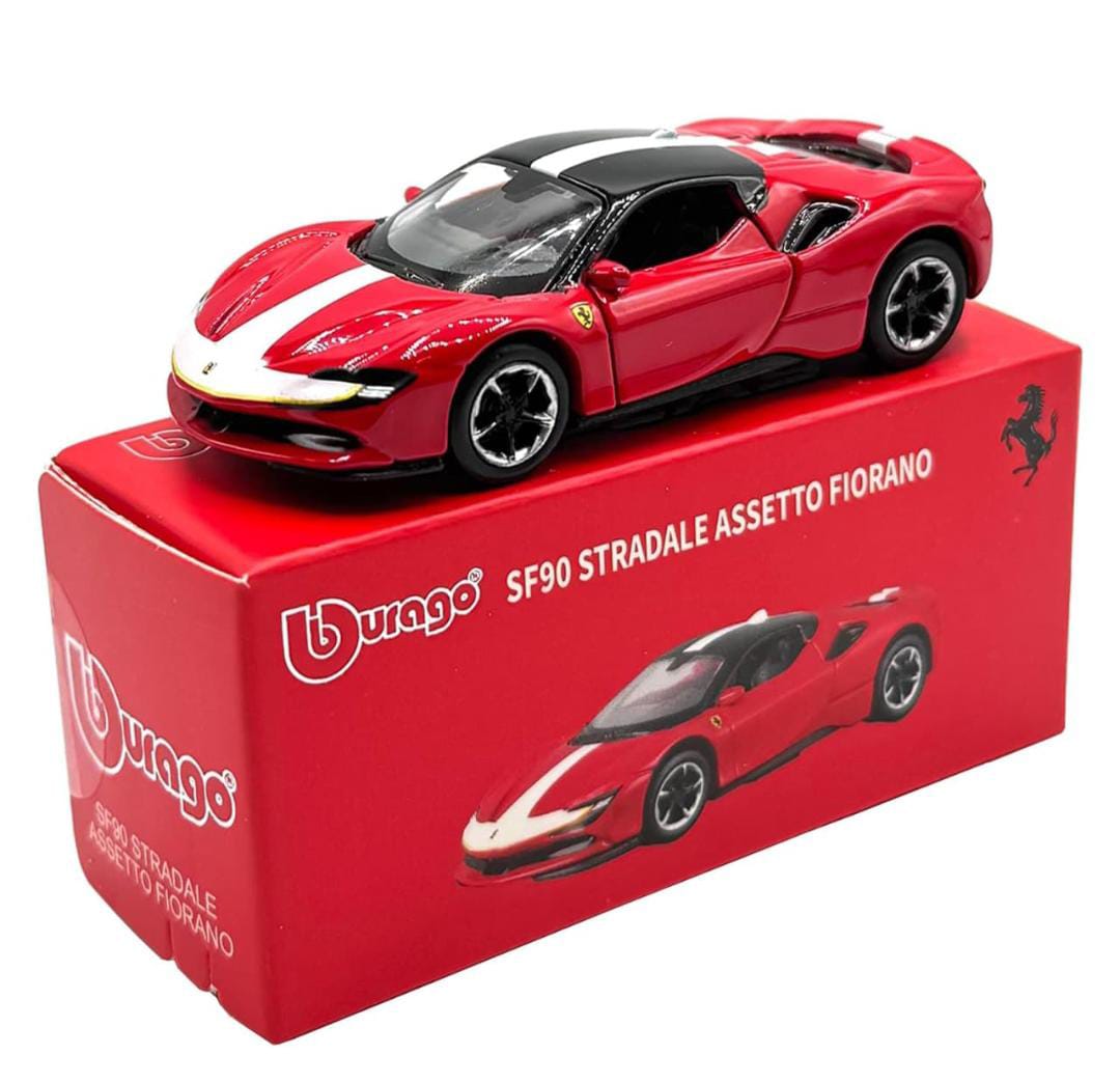 Ferrari SF90 Stradale Assetto Fiorano – Bburago 1:64 Scale Die-Cast Model Car (Red)