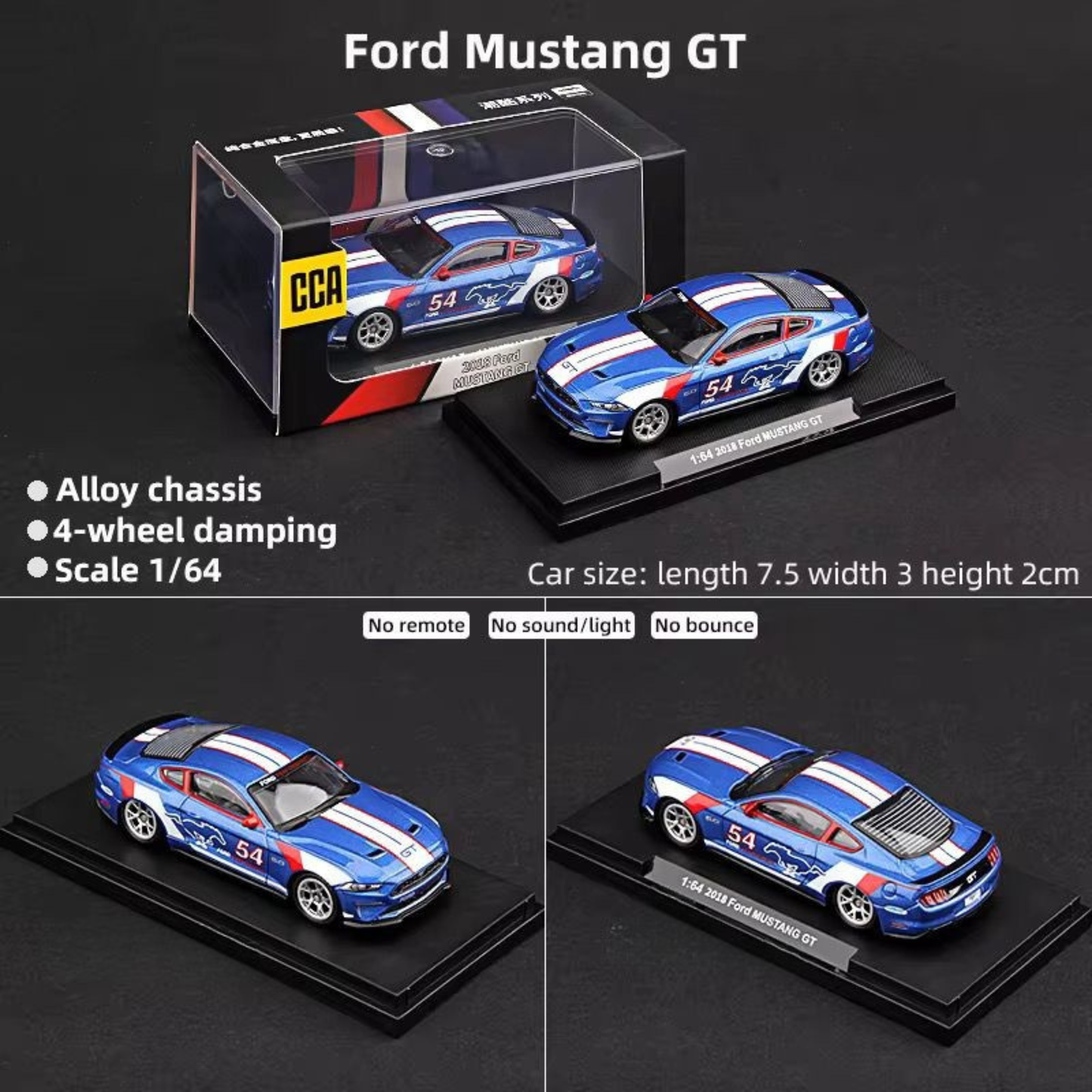 Ford Mustang GT Racing Livery - 1:60 scale with Acrylic Display - Premium CCA (Imported)