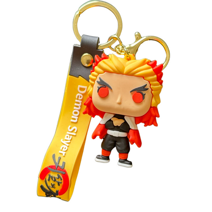 Kyojuro Rengoku Bob Head Premium 3D Rubber Key chain - Demon Slayer