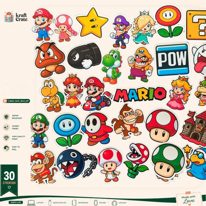 Mario- Chibi Style 30-Die-Cut Sticker Pack