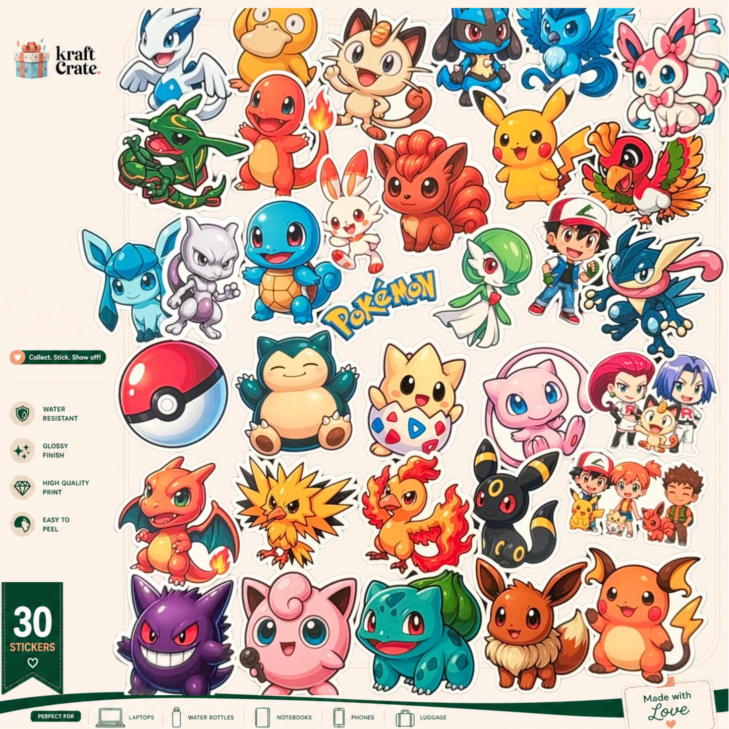 Pokemon- Chibi Style 30-Die-Cut Sticker Pack