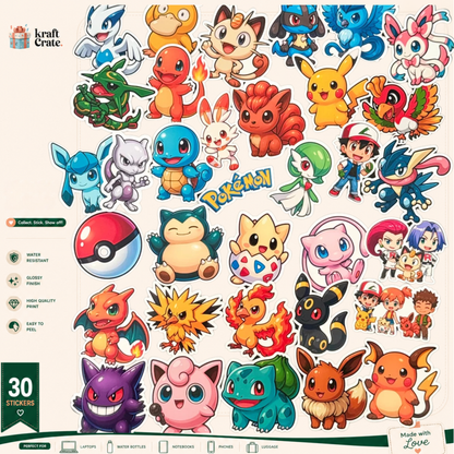 Pokemon- Chibi Style 30-Die-Cut Sticker Pack