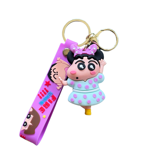 Shinchan white Polka Dot Dress Costume 3D Rubber Keychain – Shinchan