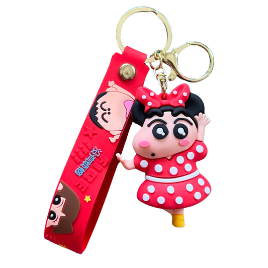 Shinchan Red Polka Dot Dress Costume 3D Rubber Keychain – Shinchan