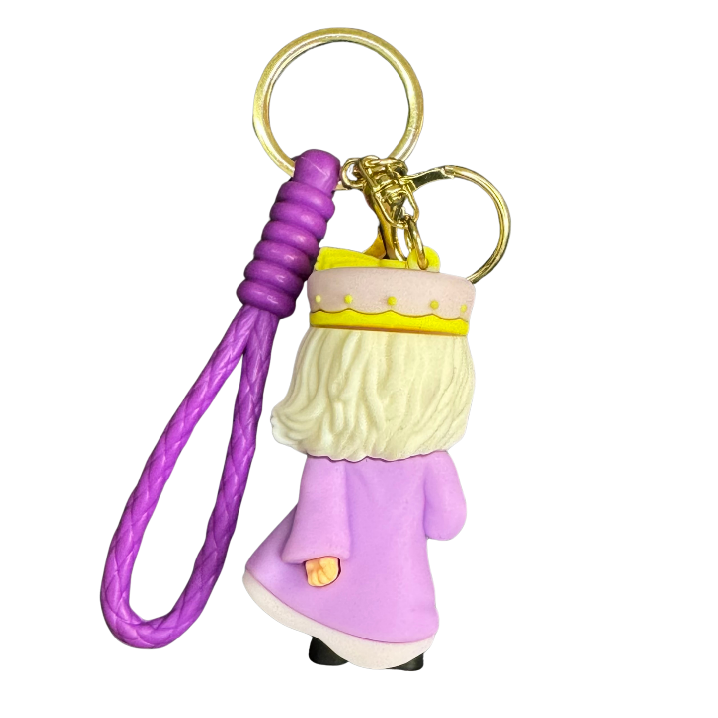 Harry Potter – Albus Dumbledore 3D Rubber Keychain | Wizard Key Ring with Purple Strap for Potterheads