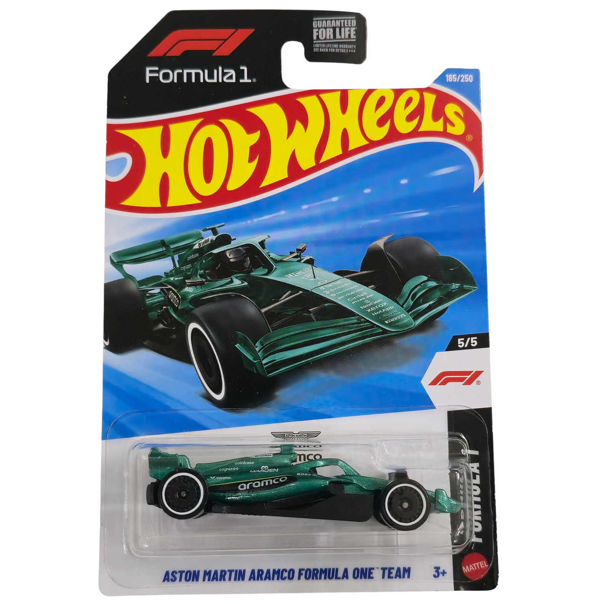 Aston Martin Aramco Formula One Team – Guaranteed for Life Card - Hotwheels Imported