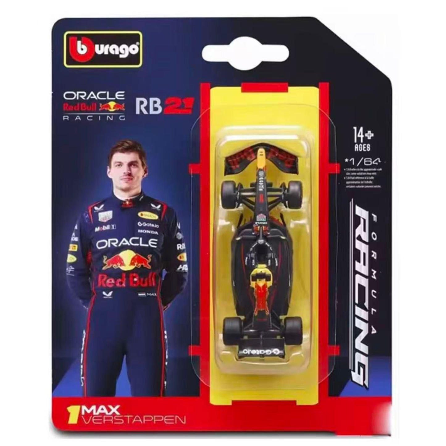 Oracle Red Bull Racing RB21 Formula 1 Car – Max Verstappen #1-Bburago 1:64 Scale Die-Cast Cars