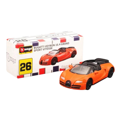 Bugatti Veyron 16.4 Grand Sport Vitesse (Orange/Black) – Bburago 1:64 Scale Die-Cast Model Car