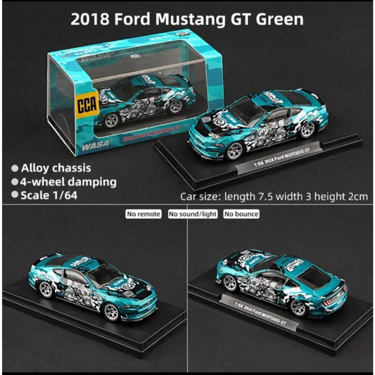 2018 Ford Mustang GT WASA Green - 1:60 scale with Acrylic Display - Premium CCA (Imported)