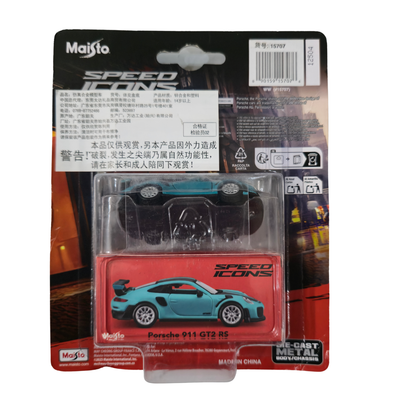 Porsche 911 GT2 RS(Blue) – Speed Icons (Limited Edition) – Maisto 1:64 Scale Die-Cast Model Car