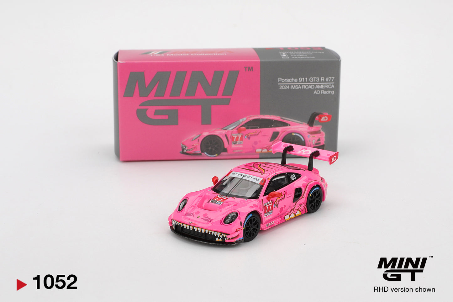 Porsche 911 GT3 R #77 AO Racing “Roxy” – Pink Livery - Mini GT