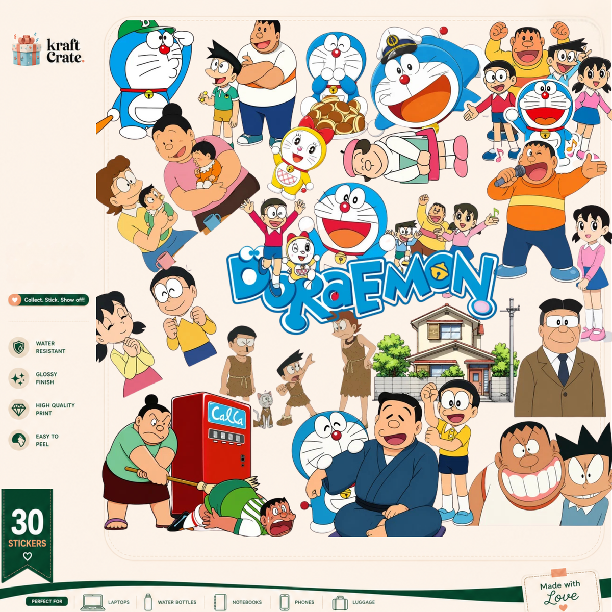 Doraemon 30-Die-Cut Sticker Pack