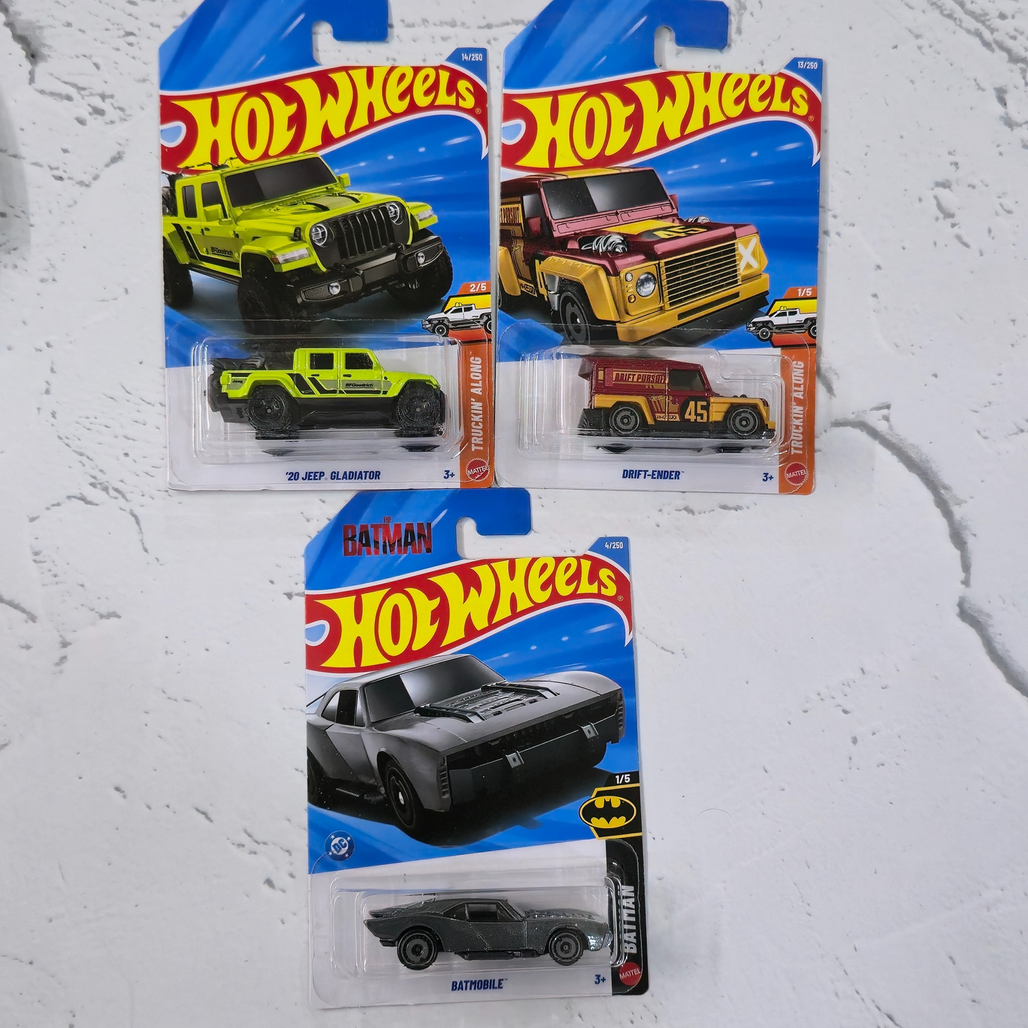 Combo Pack – Jeep Gladiator, Drift-Ender Truck & Batman Batmobile (Set of 3) - Hot Wheels Imported
