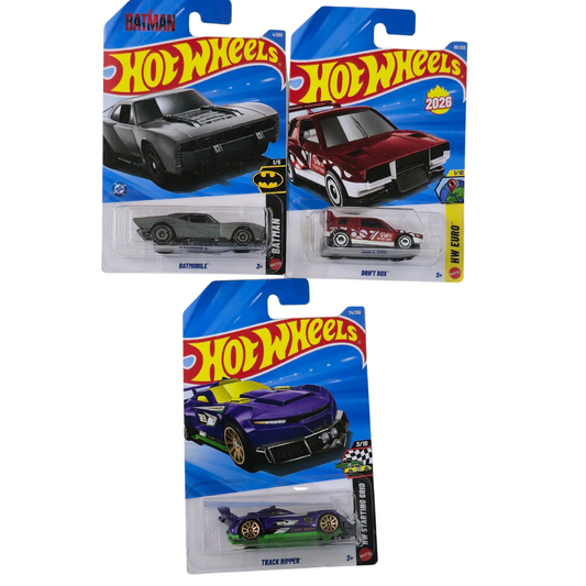 Combo Pack – Batmobile, Drift Box & Track Ripper (Set of 3) - Hot Wheels Imported