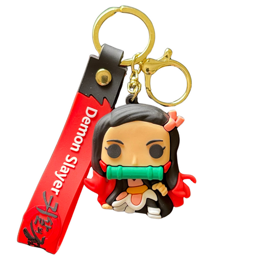 Nezuko Kamado Bob Head Premium 3D Rubber Key chain - Demon Slayer