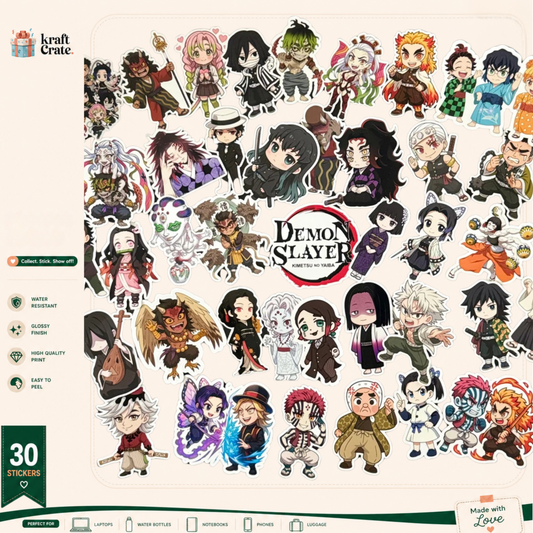 Demon Slayer(Hashiras & Upper Moons) Chibi Style 30-Die-Cut Sticker Pack
