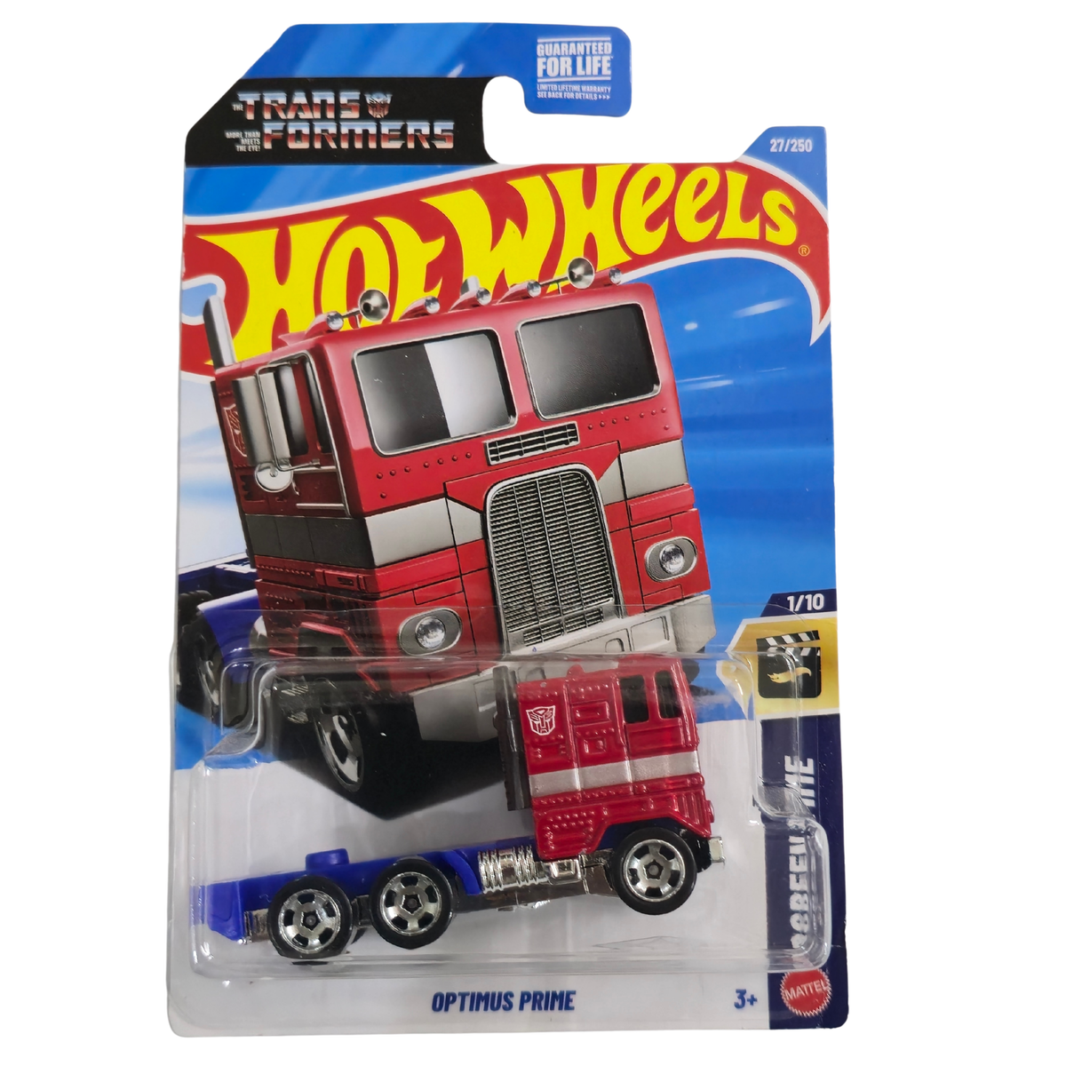 Transformers Optimus Prime – Guaranteed for Life Card with Protector - Hotwheels Imported