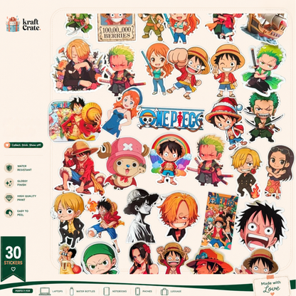 One Piece- Chibi Style 30-Die-Cut Sticker Pack