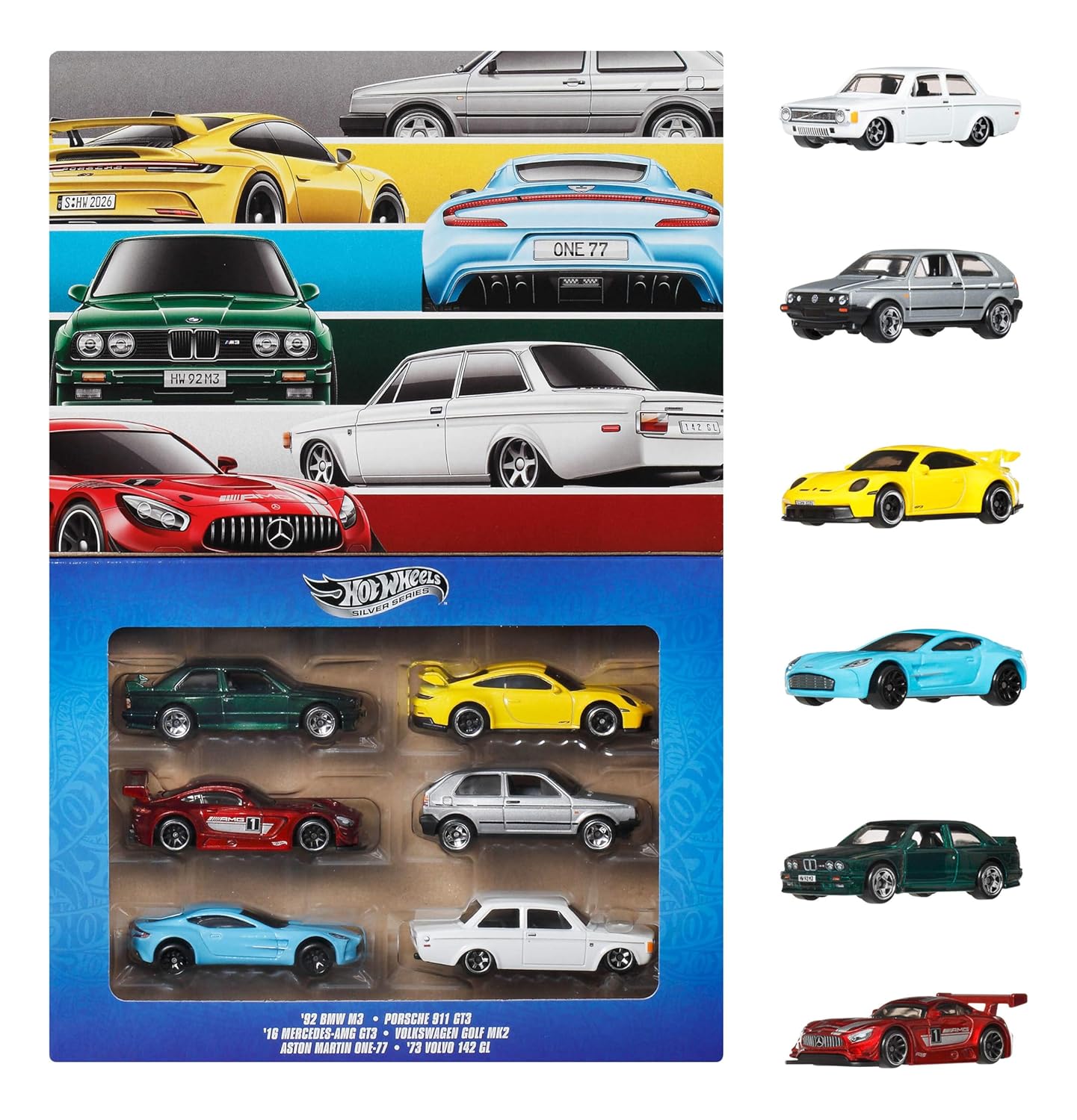 European Performance Collection set – 6 Metal Cars | Porsche, BMW, AMG,Volkswagen, Volvo - Hot Wheels