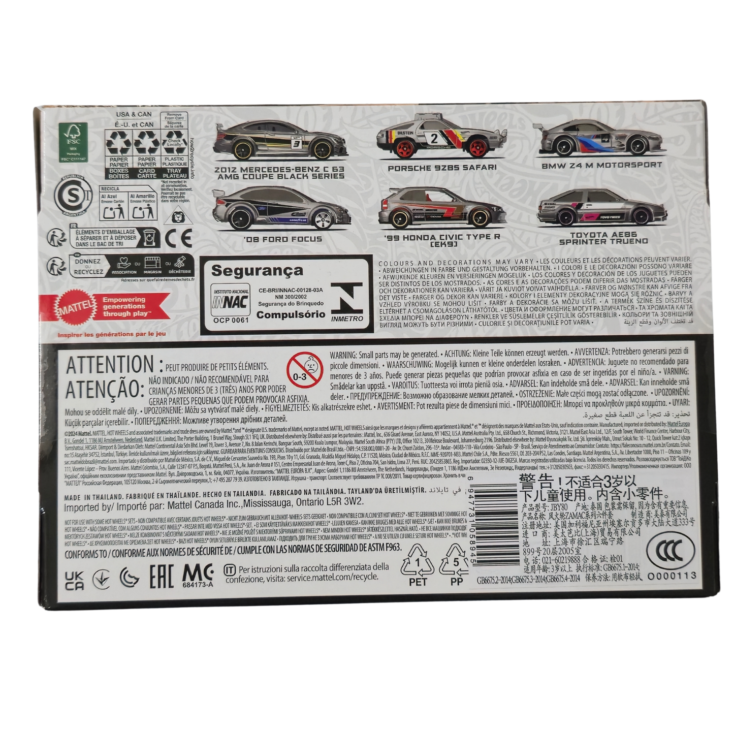 ZAMAC Collector Set – 6 Metal Cars | Ford, Honda, Merc, Porsche, BMW & Toyota - Hot Wheels Imported