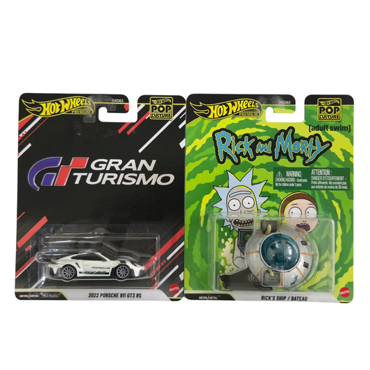 2022 Porsche 911 GT3 RS (Gran Turismo) + Rick's Ship (Rick and Morty) Set of 2  – Hotwheels Imported