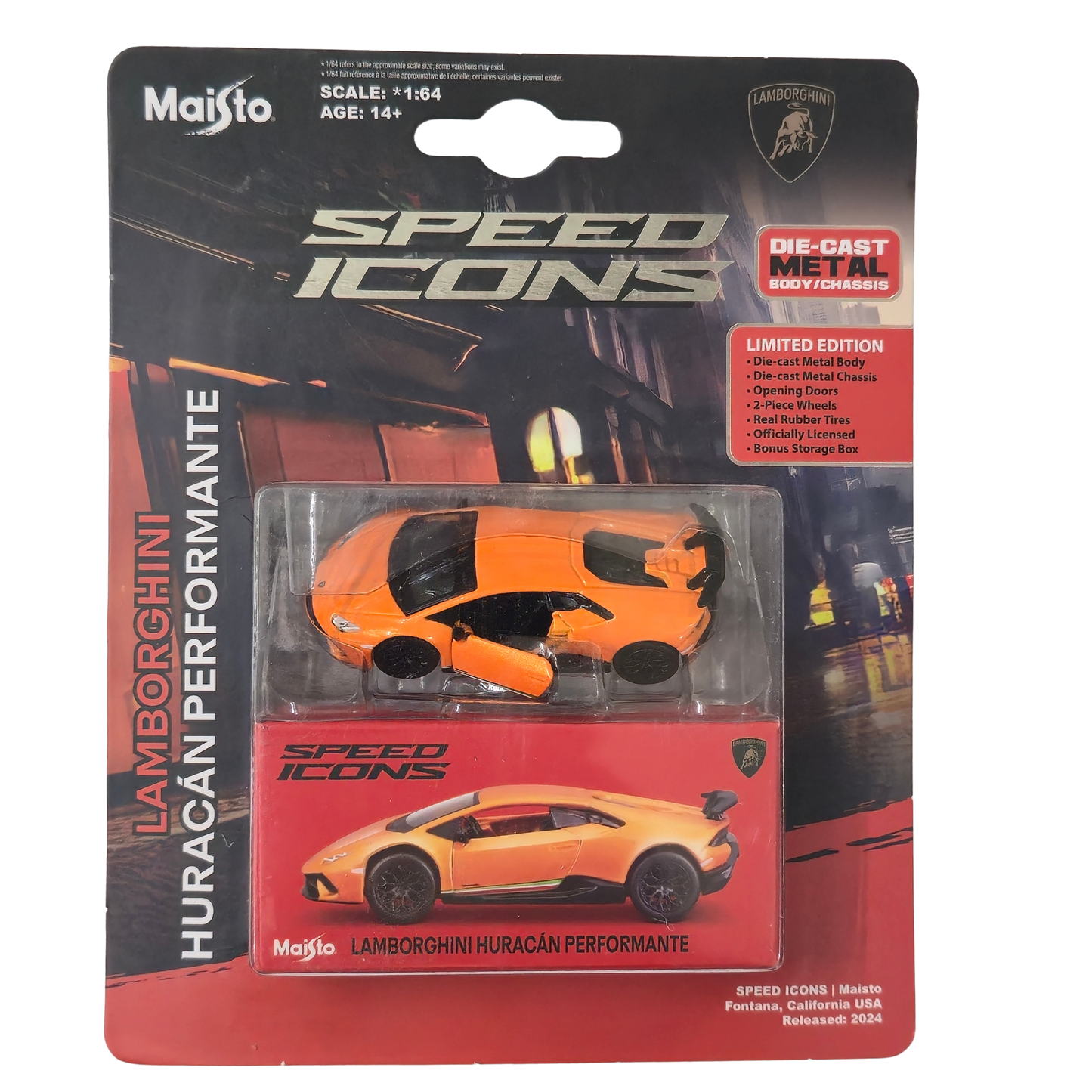 Lamborghini Huracán Performante(Orange) – Speed Icons (Limited Edition) – Maisto 1:64 Scale Die-Cast Model Car