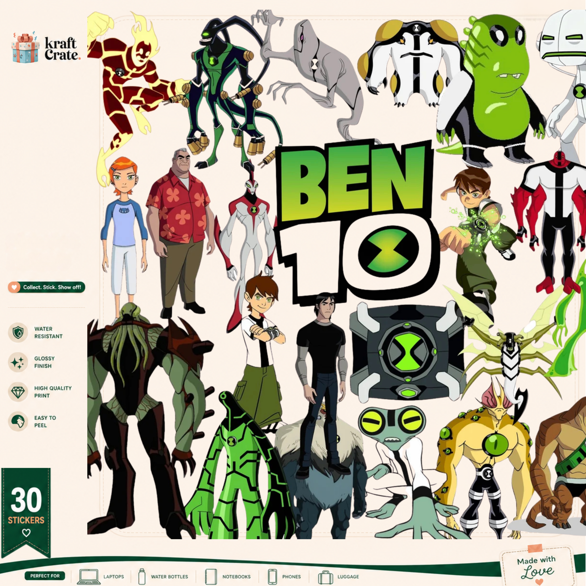 Ben10 30-Die-Cut Sticker Pack