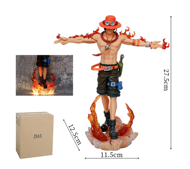Portgas D. Ace Flame Figure – Premium 27.5 cms Collectible Statue with Fire Base – One Piece