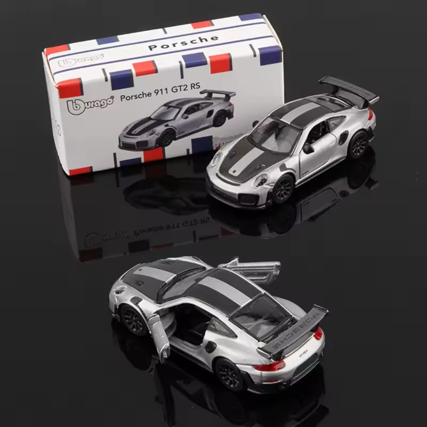 Porsche 911 GT2 RS – Bburago 1:64 Scale Die-Cast Model Car (Silver)