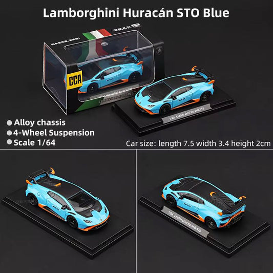 Lamborghini Huracán STO Blue - 1:60 scale with Acrylic Display - Premium CCA (Imported)