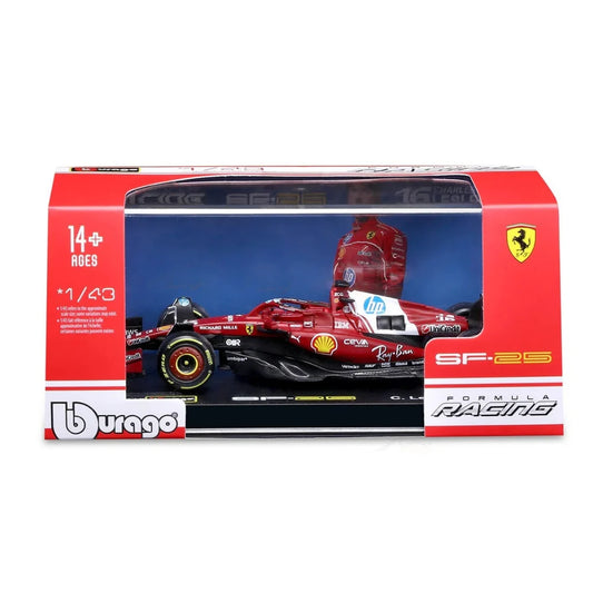 Ferrari SF-25 Formula 1 Car  – Bburago Acrylic 1:43 Scale Die-Cast Cars