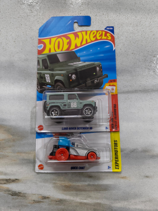 Hot Wheels Off-Road Combo – Land Rover Defender 90 + Quick Chat - (Pack of 2)