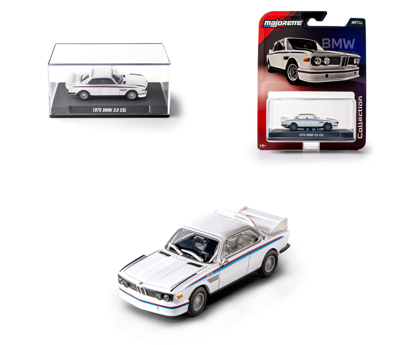 BMW 3.0 CSL (1975) – Legends Collection (White with Blue Stripes) - Majorette Premium