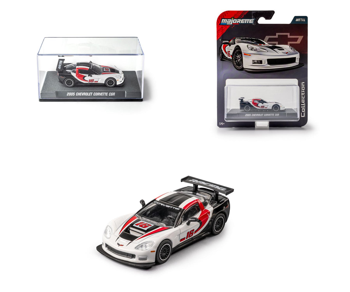Chevrolet Corvette C6.R (2005) – American Muscle Collection (white and Red) - Majorette Premium